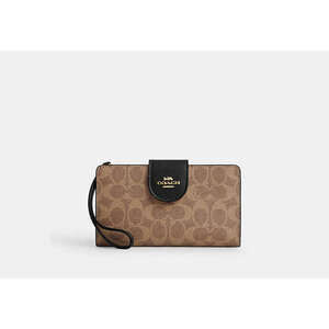 Coach Phone Wallet In Signature Canvas
